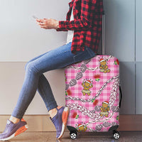 Pink Palaka Hawaii Mele Kalikimaka Luggage Cover Ohia Lehua Shell Leis Funny Gingerbread Santa LT14 - Polynesian Pride