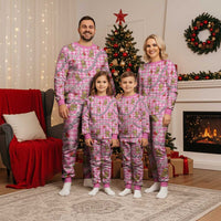 Pink Palaka Hawaii Mele Kalikimaka Christmas Pajama Set Ohia Lehua Shell Leis Funny Gingerbread Santa LT14 - Polynesian Pride