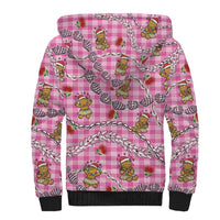 Pink Palaka Hawaii Mele Kalikimaka Sherpa Hoodie Ohia Lehua Shell Leis Funny Gingerbread Santa LT14 - Polynesian Pride