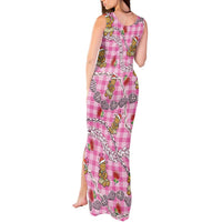 Pink Palaka Hawaii Mele Kalikimaka Tank Maxi Dress Ohia Lehua Shell Leis Funny Gingerbread Santa LT14 - Polynesian Pride