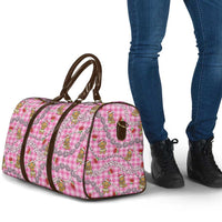 Pink Palaka Hawaii Mele Kalikimaka Travel Bag Ohia Lehua Shell Leis Funny Gingerbread Santa LT14 - Polynesian Pride