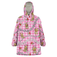 Pink Palaka Hawaii Mele Kalikimaka Wearable Blanket Hoodie Ohia Lehua Shell Leis Funny Gingerbread Santa LT14 One Size Pink - Polynesian Pride