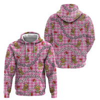 Pink Palaka Hawaii Mele Kalikimaka Zip Hoodie Ohia Lehua Shell Leis Funny Gingerbread Santa LT14 - Polynesian Pride