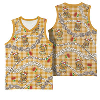 Gold Palaka Hawaii Mele Kalikimaka Basketball Jersey Ohia Lehua Shell Leis Funny Gingerbread Santa LT14 - Polynesian Pride