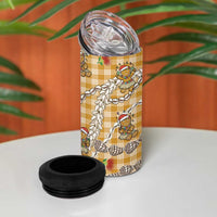Gold Palaka Hawaii Mele Kalikimaka 4 in 1 Can Cooler Tumbler Ohia Lehua Shell Leis Funny Gingerbread Santa LT14 - Polynesian Pride