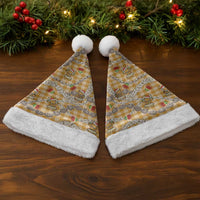 Gold Palaka Hawaii Mele Kalikimaka Christmas Santa Hat Ohia Lehua Shell Leis Funny Gingerbread Santa LT14 - Polynesian Pride