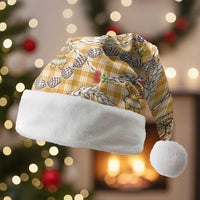Gold Palaka Hawaii Mele Kalikimaka Christmas Santa Hat Ohia Lehua Shell Leis Funny Gingerbread Santa LT14 Without Fur Gold - Polynesian Pride