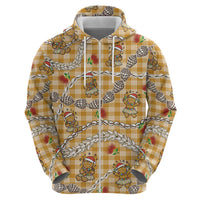 Gold Palaka Hawaii Mele Kalikimaka Hoodie Ohia Lehua Shell Leis Funny Gingerbread Santa LT14 - Polynesian Pride