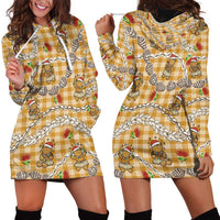 Gold Palaka Hawaii Mele Kalikimaka Hoodie Dress Ohia Lehua Shell Leis Funny Gingerbread Santa LT14 - Polynesian Pride