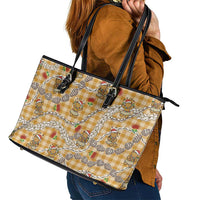 Gold Palaka Hawaii Mele Kalikimaka Leather Tote Bag Ohia Lehua Shell Leis Funny Gingerbread Santa LT14 - Polynesian Pride