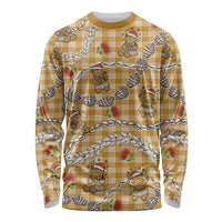 Gold Palaka Hawaii Mele Kalikimaka Long Sleeve Shirt Ohia Lehua Shell Leis Funny Gingerbread Santa LT14 Unisex Gold - Polynesian Pride