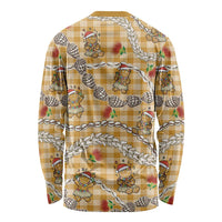 Gold Palaka Hawaii Mele Kalikimaka Long Sleeve Shirt Ohia Lehua Shell Leis Funny Gingerbread Santa LT14 - Polynesian Pride
