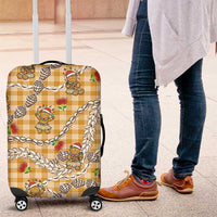 Gold Palaka Hawaii Mele Kalikimaka Luggage Cover Ohia Lehua Shell Leis Funny Gingerbread Santa LT14 Gold - Polynesian Pride