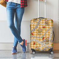 Gold Palaka Hawaii Mele Kalikimaka Luggage Cover Ohia Lehua Shell Leis Funny Gingerbread Santa LT14 - Polynesian Pride