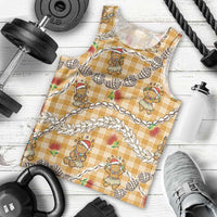 Gold Palaka Hawaii Mele Kalikimaka Men Tank Top Ohia Lehua Shell Leis Funny Gingerbread Santa LT14 - Polynesian Pride