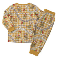 Gold Palaka Hawaii Mele Kalikimaka Christmas Pajama Set Ohia Lehua Shell Leis Funny Gingerbread Santa LT14 - Polynesian Pride
