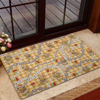 Gold Palaka Hawaii Mele Kalikimaka Rubber Doormat Ohia Lehua Shell Leis Funny Gingerbread Santa - Polynesian Pride