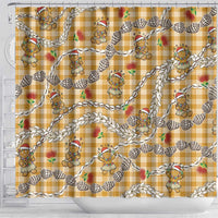 Gold Palaka Hawaii Mele Kalikimaka Shower Curtain Ohia Lehua Shell Leis Funny Gingerbread Santa LT14 - Polynesian Pride
