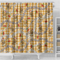 Gold Palaka Hawaii Mele Kalikimaka Shower Curtain Ohia Lehua Shell Leis Funny Gingerbread Santa LT14 - Polynesian Pride