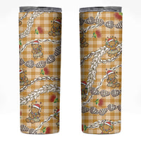 Gold Palaka Hawaii Mele Kalikimaka Skinny Tumbler Ohia Lehua Shell Leis Funny Gingerbread Santa LT14 Gold - Polynesian Pride