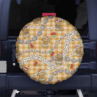 Gold Palaka Hawaii Mele Kalikimaka Spare Tire Cover Ohia Lehua Shell Leis Funny Gingerbread Santa LT14 No hole Gold - Polynesian Pride