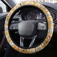Gold Palaka Hawaii Mele Kalikimaka Steering Wheel Cover Ohia Lehua Shell Leis Funny Gingerbread Santa LT14 - Polynesian Pride