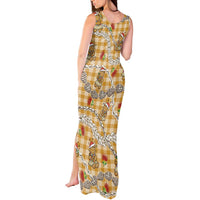 Gold Palaka Hawaii Mele Kalikimaka Tank Maxi Dress Ohia Lehua Shell Leis Funny Gingerbread Santa LT14 - Polynesian Pride
