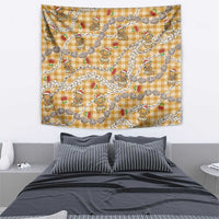 Gold Palaka Hawaii Mele Kalikimaka Tapestry Ohia Lehua Shell Leis Funny Gingerbread Santa - Polynesian Pride