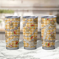 Gold Palaka Hawaii Mele Kalikimaka Tumbler Cup Ohia Lehua Shell Leis Funny Gingerbread Santa LT14 - Polynesian Pride
