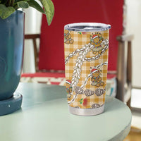 Gold Palaka Hawaii Mele Kalikimaka Tumbler Cup Ohia Lehua Shell Leis Funny Gingerbread Santa LT14 - Polynesian Pride