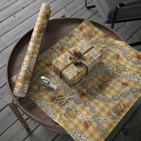 Gold Palaka Hawaii Mele Kalikimaka Wrapping Paper Ohia Lehua Shell Leis Funny Gingerbread Santa - Polynesian Pride