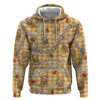 Gold Palaka Hawaii Mele Kalikimaka Zip Hoodie Ohia Lehua Shell Leis Funny Gingerbread Santa LT14 Pullover Hoodie Gold - Polynesian Pride