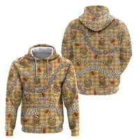 Gold Palaka Hawaii Mele Kalikimaka Zip Hoodie Ohia Lehua Shell Leis Funny Gingerbread Santa LT14 - Polynesian Pride