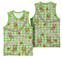 Green Palaka Hawaii Mele Kalikimaka Basketball Jersey Ohia Lehua Shell Leis Funny Gingerbread Santa LT14 - Polynesian Pride