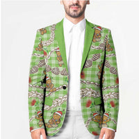 Green Palaka Hawaii Mele Kalikimaka Blazer Ohia Lehua Shell Leis Funny Gingerbread Santa - Polynesian Pride