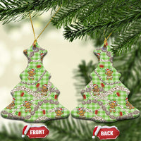 Green Palaka Hawaii Mele Kalikimaka Ceramic Ornament Ohia Lehua Shell Leis Funny Gingerbread Santa - Polynesian Pride