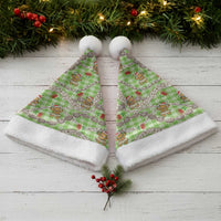 Green Palaka Hawaii Mele Kalikimaka Christmas Santa Hat Ohia Lehua Shell Leis Funny Gingerbread Santa LT14 - Polynesian Pride