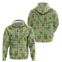 Green Palaka Hawaii Mele Kalikimaka Hoodie Ohia Lehua Shell Leis Funny Gingerbread Santa LT14 - Polynesian Pride