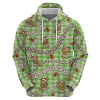 Green Palaka Hawaii Mele Kalikimaka Hoodie Ohia Lehua Shell Leis Funny Gingerbread Santa LT14 - Polynesian Pride