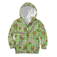 Green Palaka Hawaii Mele Kalikimaka Kid Hoodie Ohia Lehua Shell Leis Funny Gingerbread Santa - Polynesian Pride