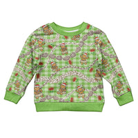 Green Palaka Hawaii Mele Kalikimaka Kid Ugly Christmas Sweater Ohia Lehua Shell Leis Funny Gingerbread Santa LT14 Kid Green - Polynesian Pride