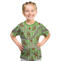 Green Palaka Hawaii Mele Kalikimaka Kid T Shirt Ohia Lehua Shell Leis Funny Gingerbread Santa LT14 Green - Polynesian Pride
