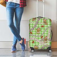 Green Palaka Hawaii Mele Kalikimaka Luggage Cover Ohia Lehua Shell Leis Funny Gingerbread Santa LT14 - Polynesian Pride