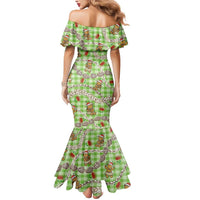 Green Palaka Hawaii Mele Kalikimaka Mermaid Dress Ohia Lehua Shell Leis Funny Gingerbread Santa LT14 - Polynesian Pride