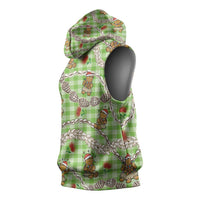 Green Palaka Hawaii Mele Kalikimaka Sleeveless Hoodie Ohia Lehua Shell Leis Funny Gingerbread Santa LT14 - Polynesian Pride