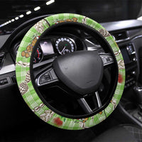 Green Palaka Hawaii Mele Kalikimaka Steering Wheel Cover Ohia Lehua Shell Leis Funny Gingerbread Santa LT14 Universal Fit Green - Polynesian Pride