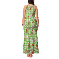 Green Palaka Hawaii Mele Kalikimaka Tank Maxi Dress Ohia Lehua Shell Leis Funny Gingerbread Santa LT14 - Polynesian Pride