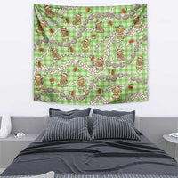 Green Palaka Hawaii Mele Kalikimaka Tapestry Ohia Lehua Shell Leis Funny Gingerbread Santa - Polynesian Pride