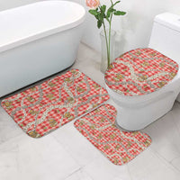 Red Palaka Hawaii Mele Kalikimaka Bathroom Set Ohia Lehua Shell Leis Funny Gingerbread Santa - Polynesian Pride