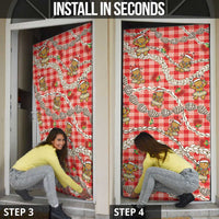 Red Palaka Hawaii Mele Kalikimaka Door Cover Ohia Lehua Shell Leis Funny Gingerbread Santa LT14 - Polynesian Pride